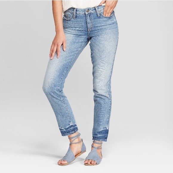 ladies high rise straight leg jeans